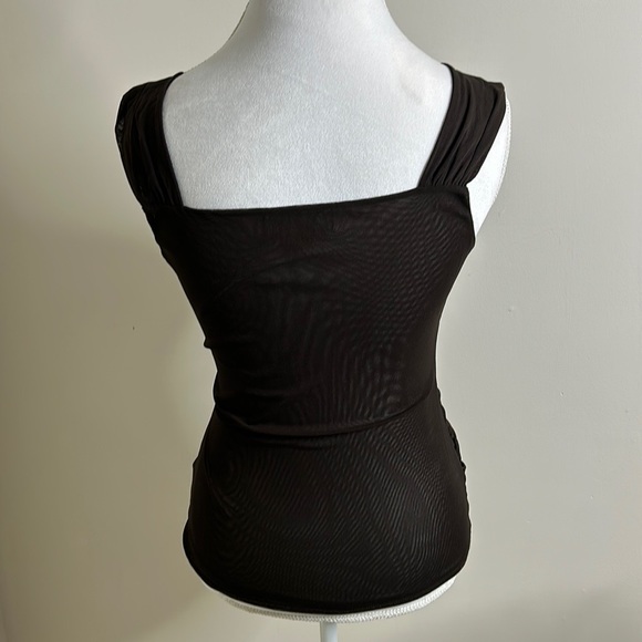 MICHAEL MICHAEL KORS SHEER CHOCOLATE BROWN TOP - Picture 3 of 11